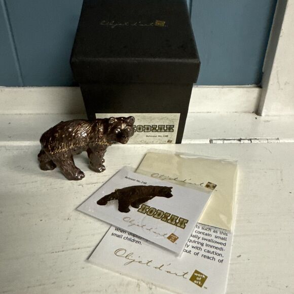 Object d'Art Fine Collectible "KODIAK” Brown Bear # 248 Trinket Pill Box NIB - Picture 2 of 5